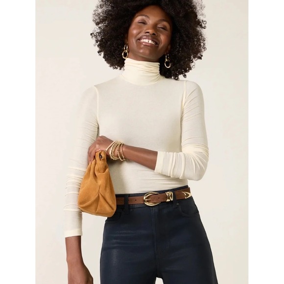 Agolde Sweaters - NWT Agolde Pascale Cream Ribbed Long Sleeve Turtleneck Top in Oatmilk | Small